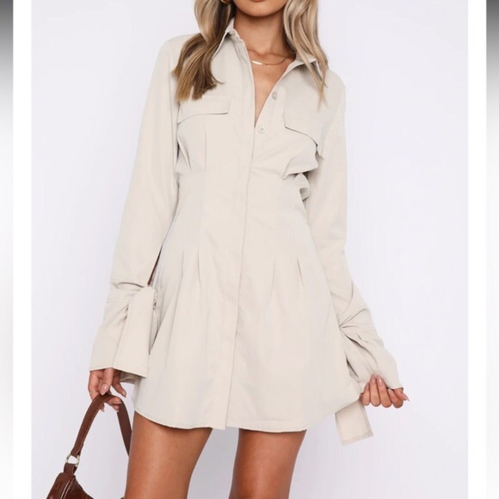 LAST CHANCE White fox dress in taupe